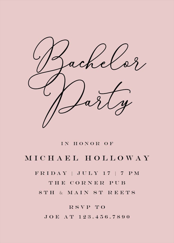 Bold bellisia - bachelor party invitation